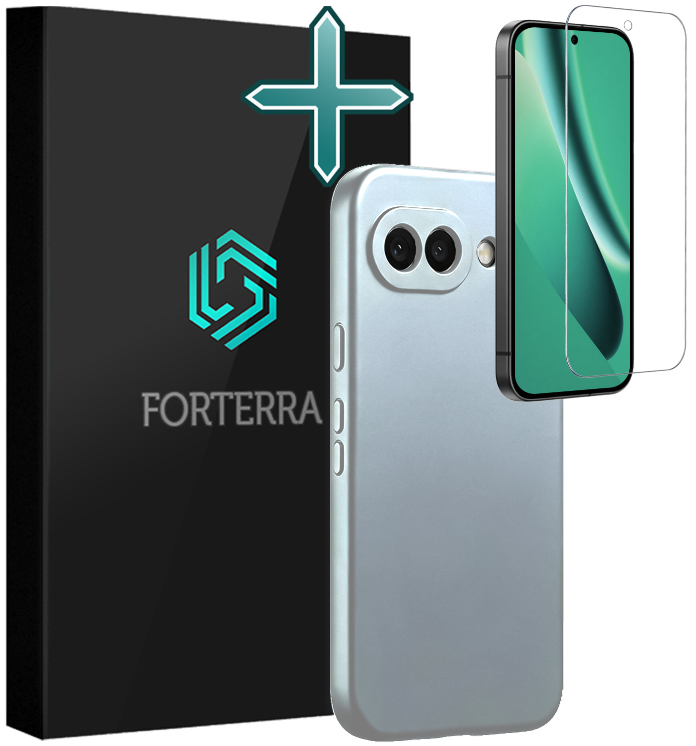 Forterra Forterra Google Pixel 10a Hoesje Siliconen Met Screenprotector - Lichtblauw