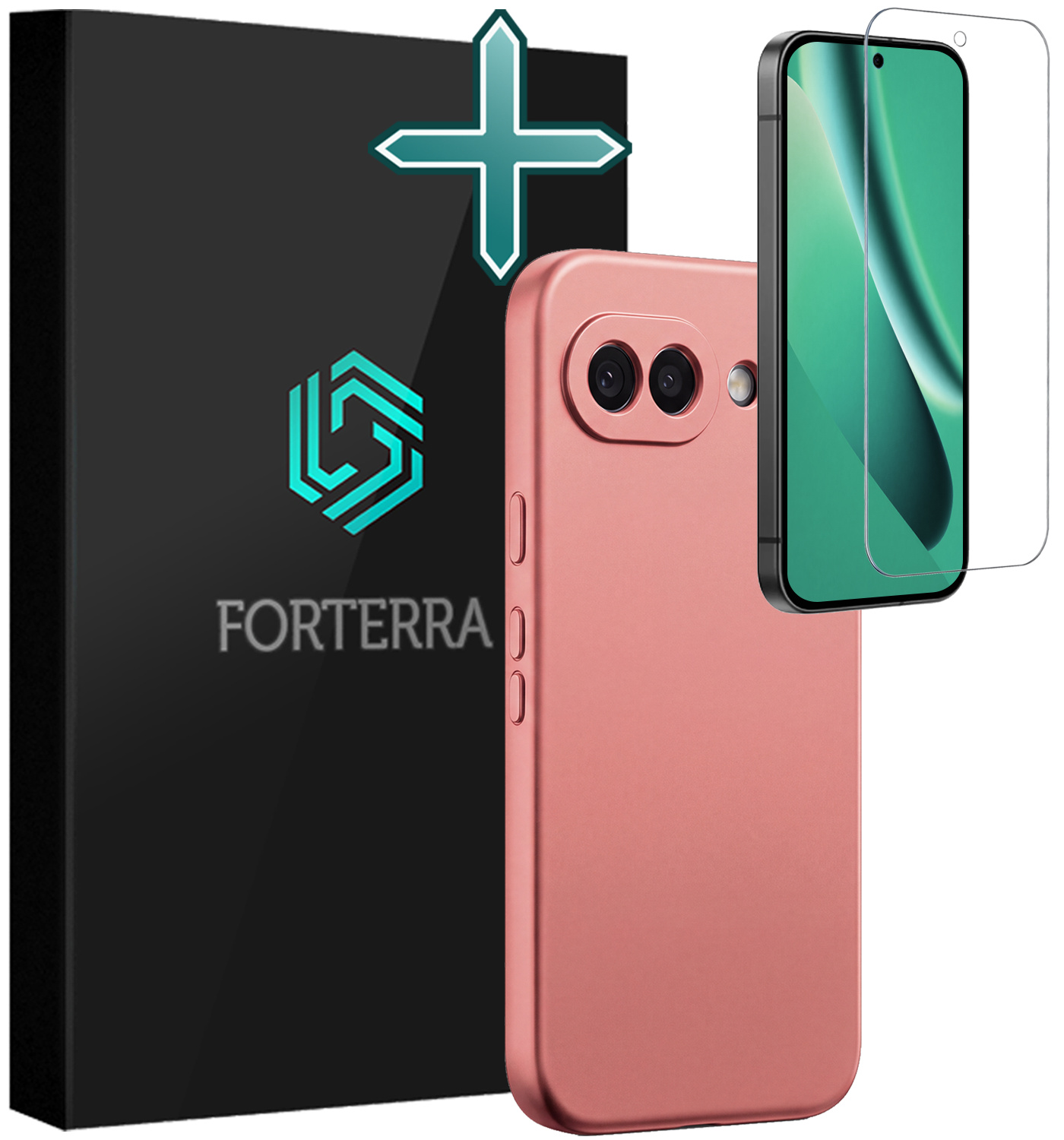 Forterra Forterra Google Pixel 10a Hoesje Siliconen Met Screenprotector - Lichtroze