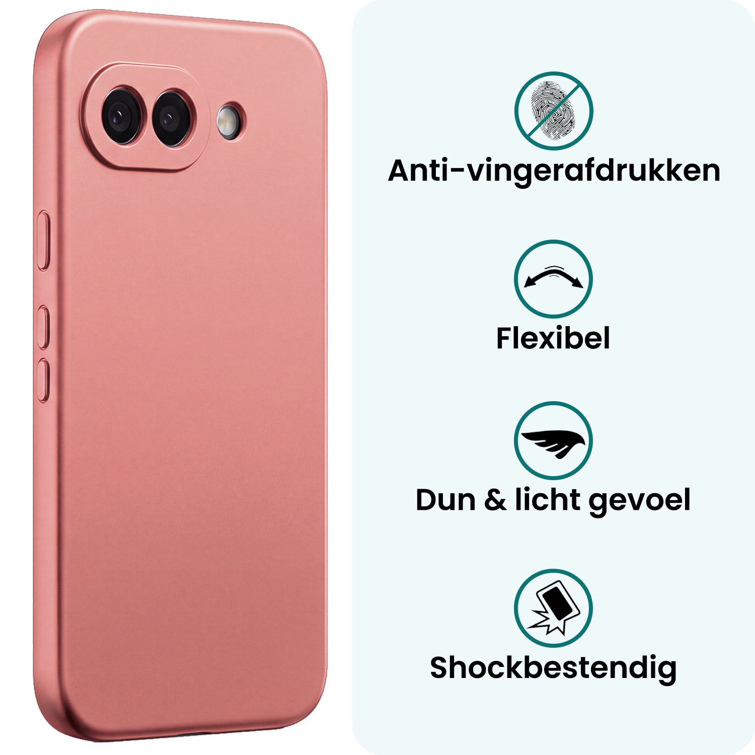 Forterra Forterra Google Pixel 10a Hoesje Siliconen Met Screenprotector - Lichtroze
