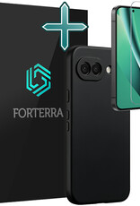 Forterra Forterra Google Pixel 10a Hoesje Siliconen Met Screenprotector - Zwart