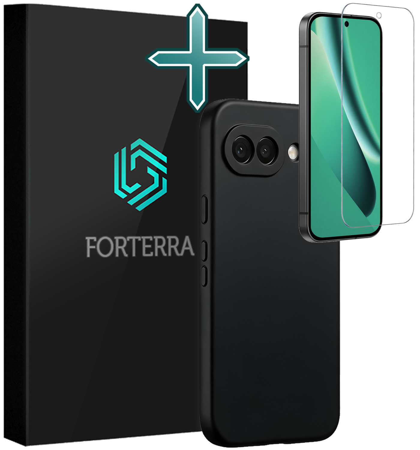 Forterra Forterra Google Pixel 10a Hoesje Siliconen Met Screenprotector - Zwart