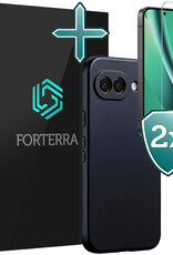 Forterra Forterra Google Pixel 10a Hoesje Siliconen Met 2x Screenprotector - Donkerblauw