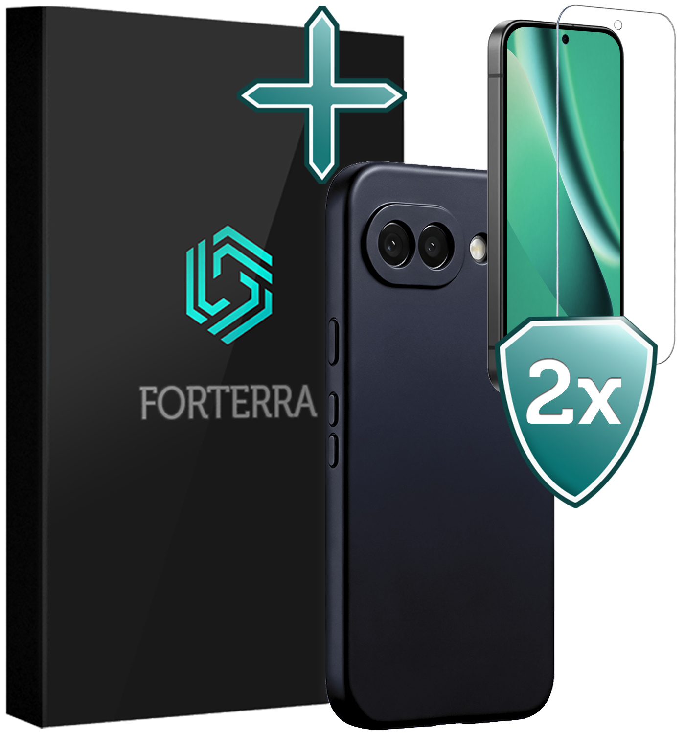 Forterra Forterra Google Pixel 10a Hoesje Siliconen Met 2x Screenprotector - Donkerblauw