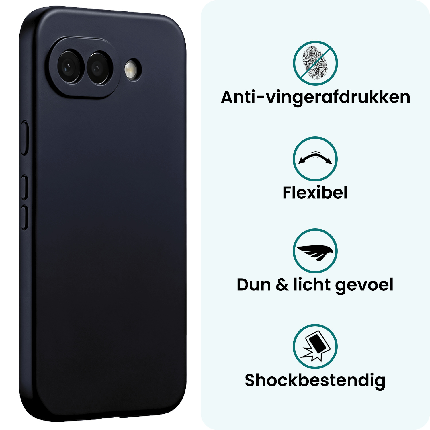 Forterra Forterra Google Pixel 10a Hoesje Siliconen Met 2x Screenprotector - Donkerblauw