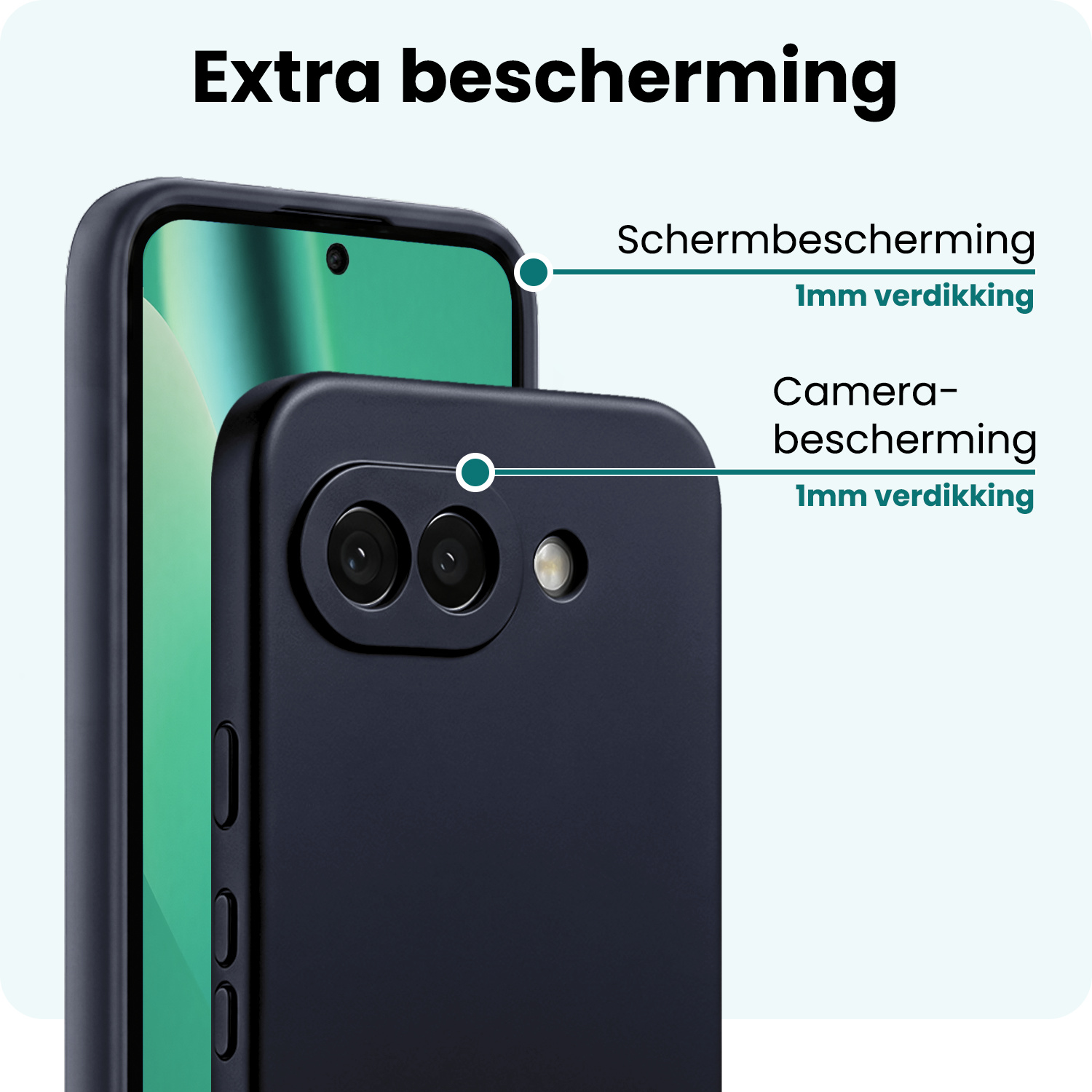 Forterra Forterra Google Pixel 10a Hoesje Siliconen Met 2x Screenprotector - Donkerblauw
