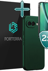 Forterra Forterra Google Pixel 10a Hoesje Siliconen Met 2x Screenprotector - Donkergroen