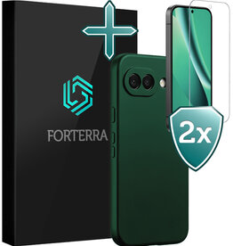 Forterra Forterra Google Pixel 10a Hoesje Siliconen Met 2x Screenprotector - Donkergroen