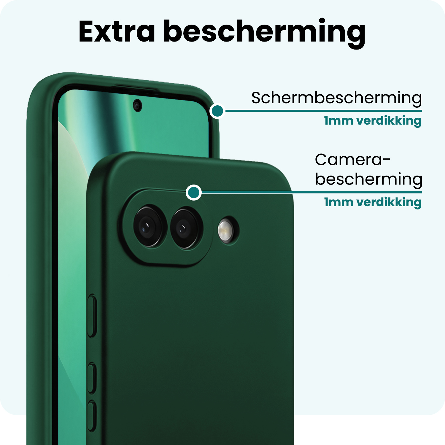 Forterra Forterra Google Pixel 10a Hoesje Siliconen Met 2x Screenprotector - Donkergroen