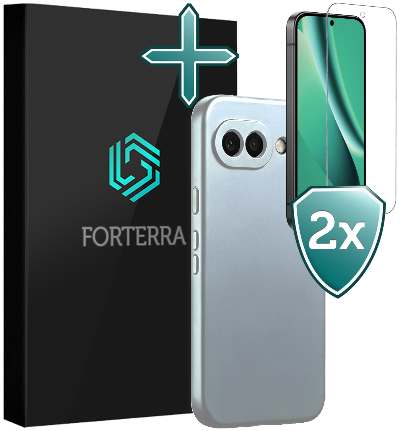 Forterra Forterra Google Pixel 10a Hoesje Siliconen Met 2x Screenprotector - Lichtblauw