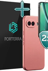 Forterra Forterra Google Pixel 10a Hoesje Siliconen Met 2x Screenprotector - Lichtroze