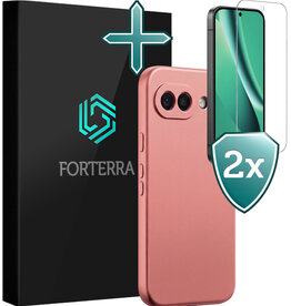 Forterra Forterra Google Pixel 10a Hoesje Siliconen Met 2x Screenprotector - Lichtroze