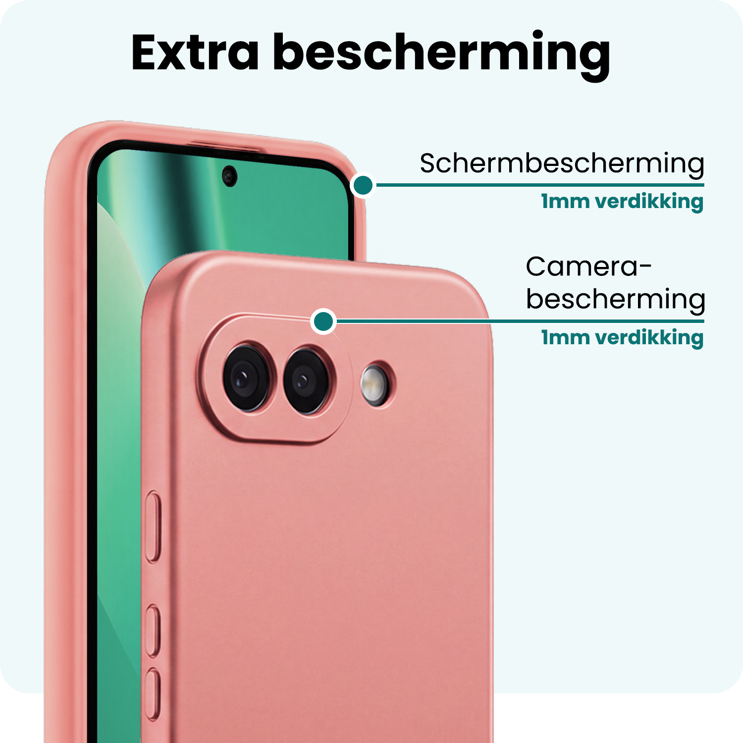 Forterra Forterra Google Pixel 10a Hoesje Siliconen Met 2x Screenprotector - Lichtroze