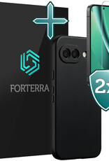Forterra Forterra Google Pixel 10a Hoesje Siliconen Met 2x Screenprotector - Zwart
