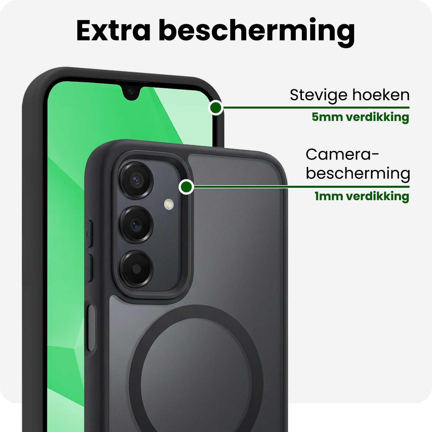 BASEY. BASEY. Samsung Galaxy A16 Magsafe Hoesje Zwart Met 2x Screenprotector