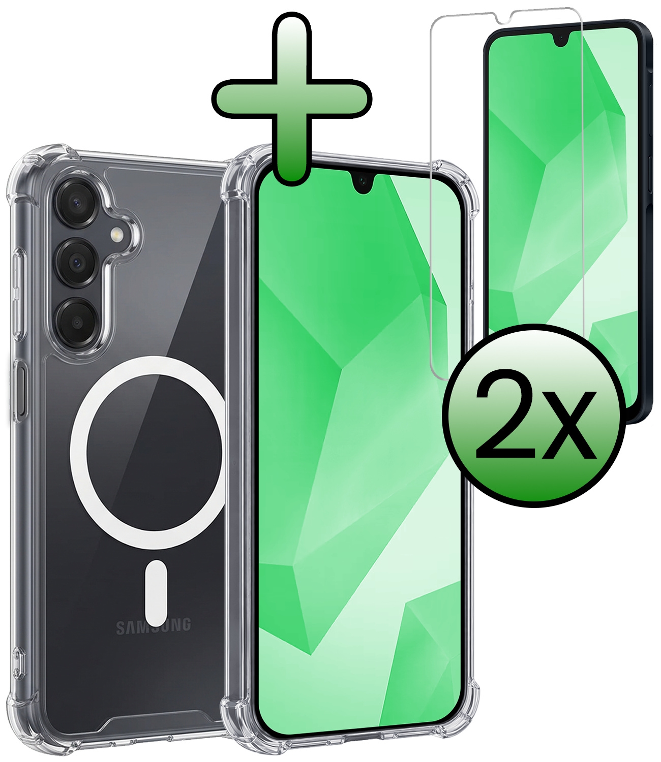 BASEY. BASEY. Samsung Galaxy A16 Magsafe Hoesje Transparant Met 2x Screenprotector