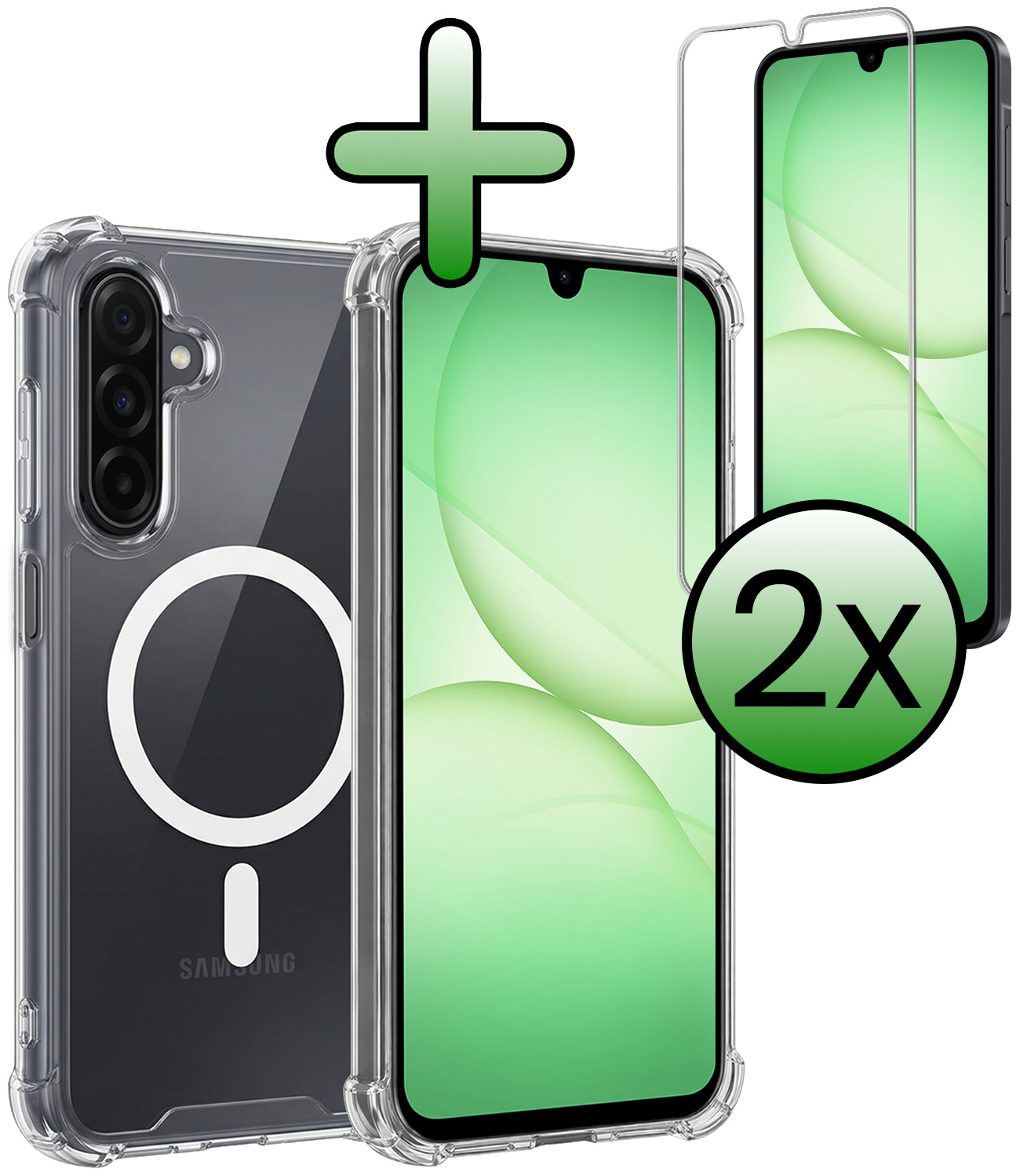 BASEY. BASEY. Samsung Galaxy A17 Magsafe Hoesje Transparant Met 2x Screenprotector