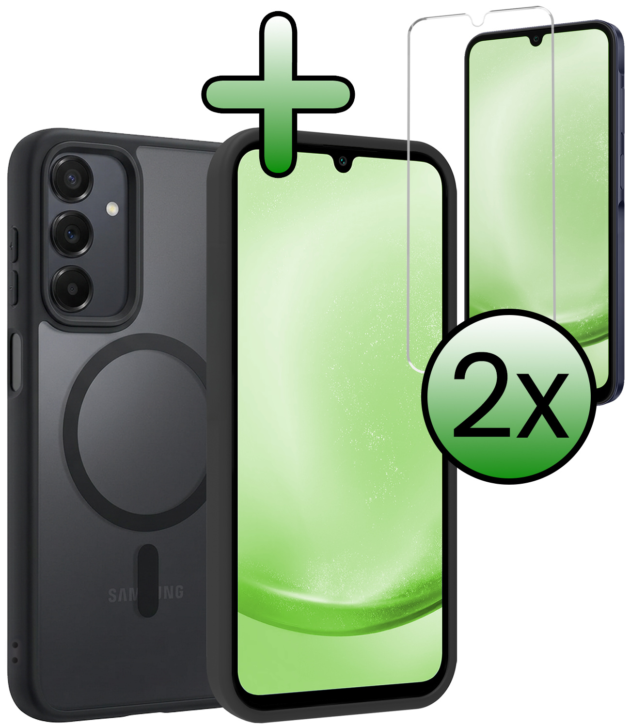 BASEY. BASEY. Samsung Galaxy A25 Magsafe Hoesje Zwart Met 2x Screenprotector