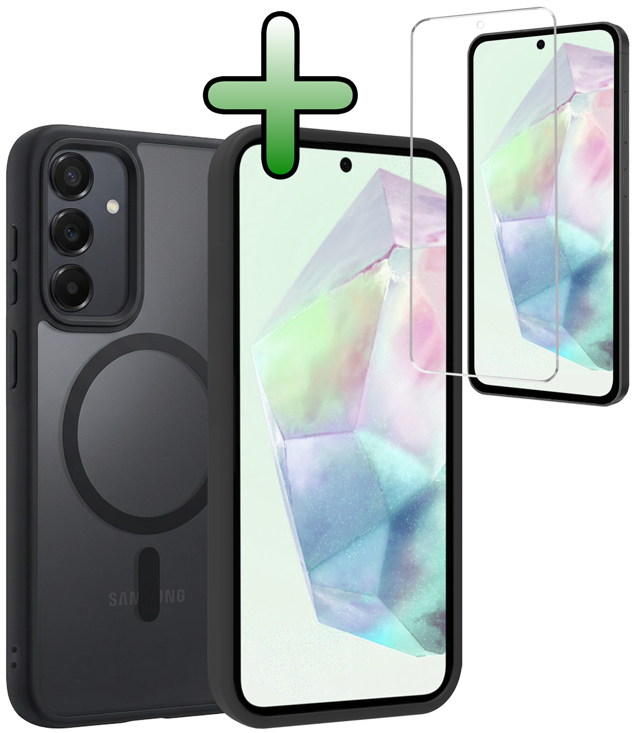 BASEY. BASEY. Samsung Galaxy A35 Magsafe Hoesje Zwart Met Screenprotector