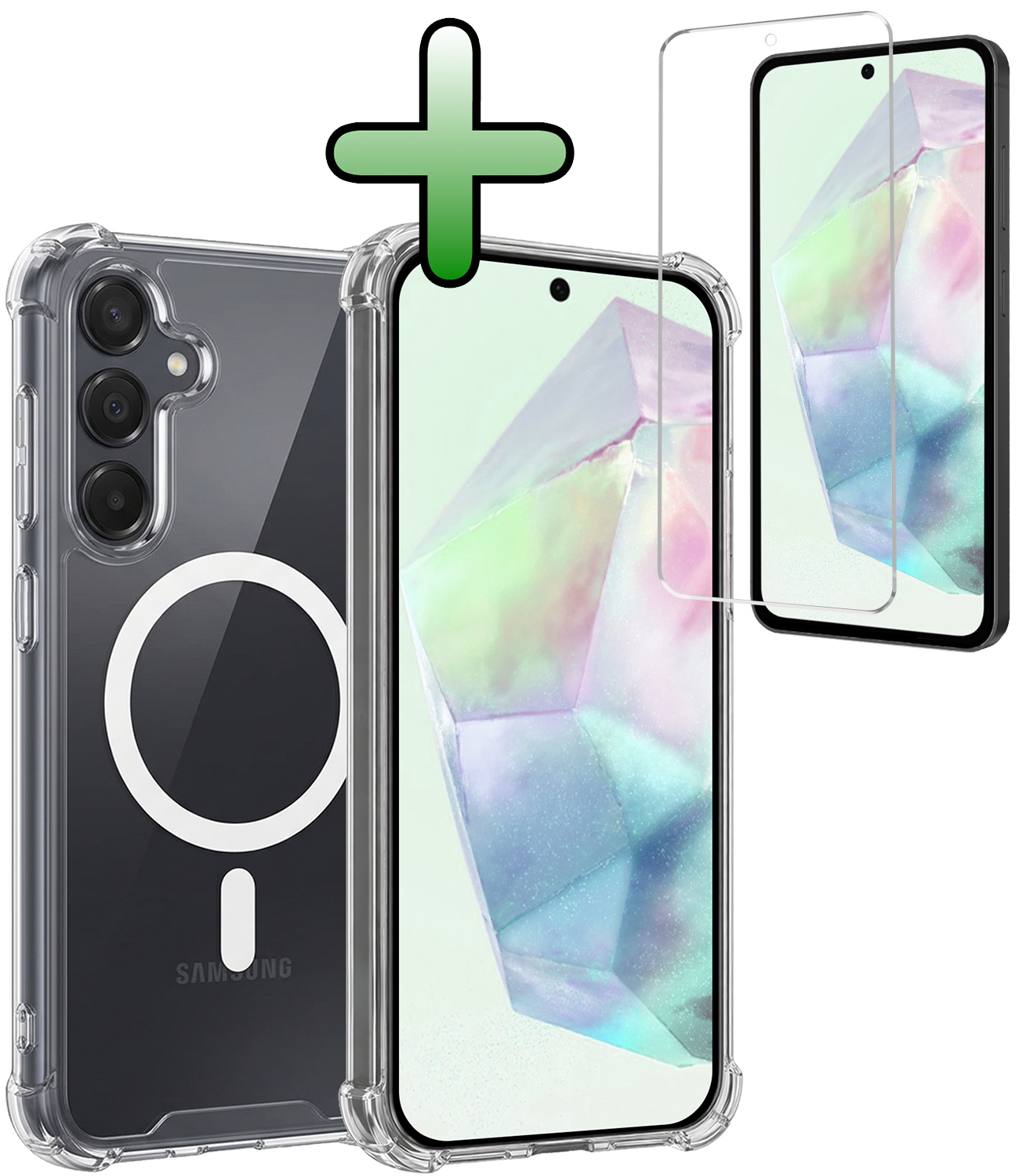 BASEY. BASEY. Samsung Galaxy A35 Magsafe Hoesje Transparant Met Screenprotector