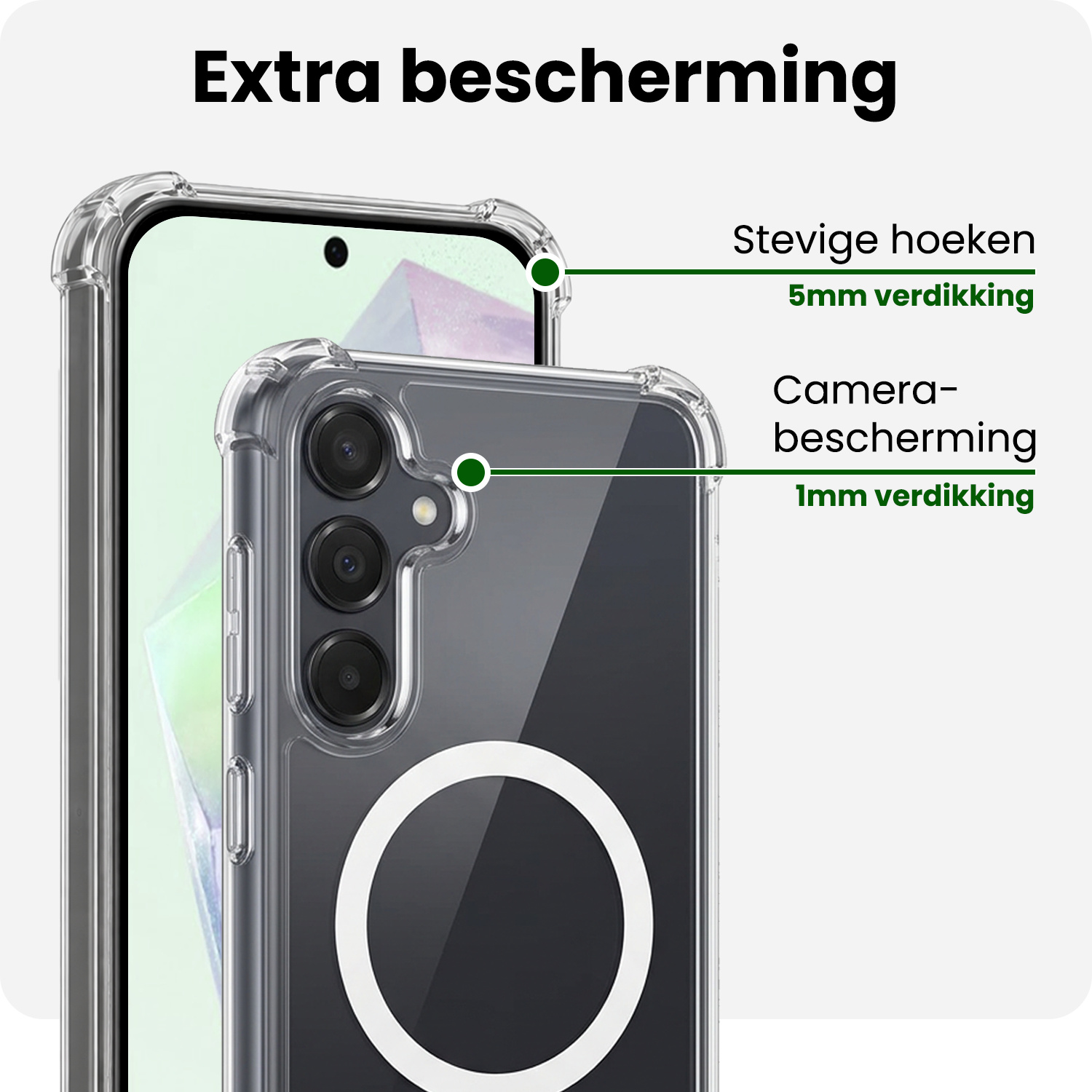 BASEY. BASEY. Samsung Galaxy A35 Magsafe Hoesje Transparant Met Screenprotector