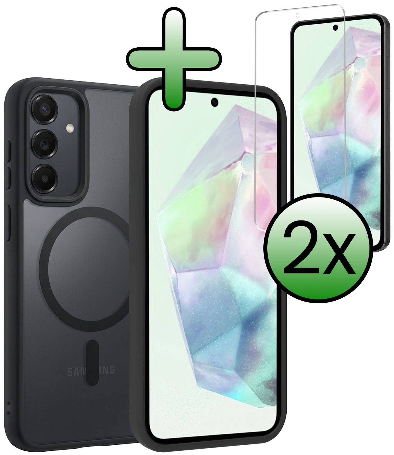 BASEY. BASEY. Samsung Galaxy A35 Magsafe Hoesje Zwart Met 2x Screenprotector