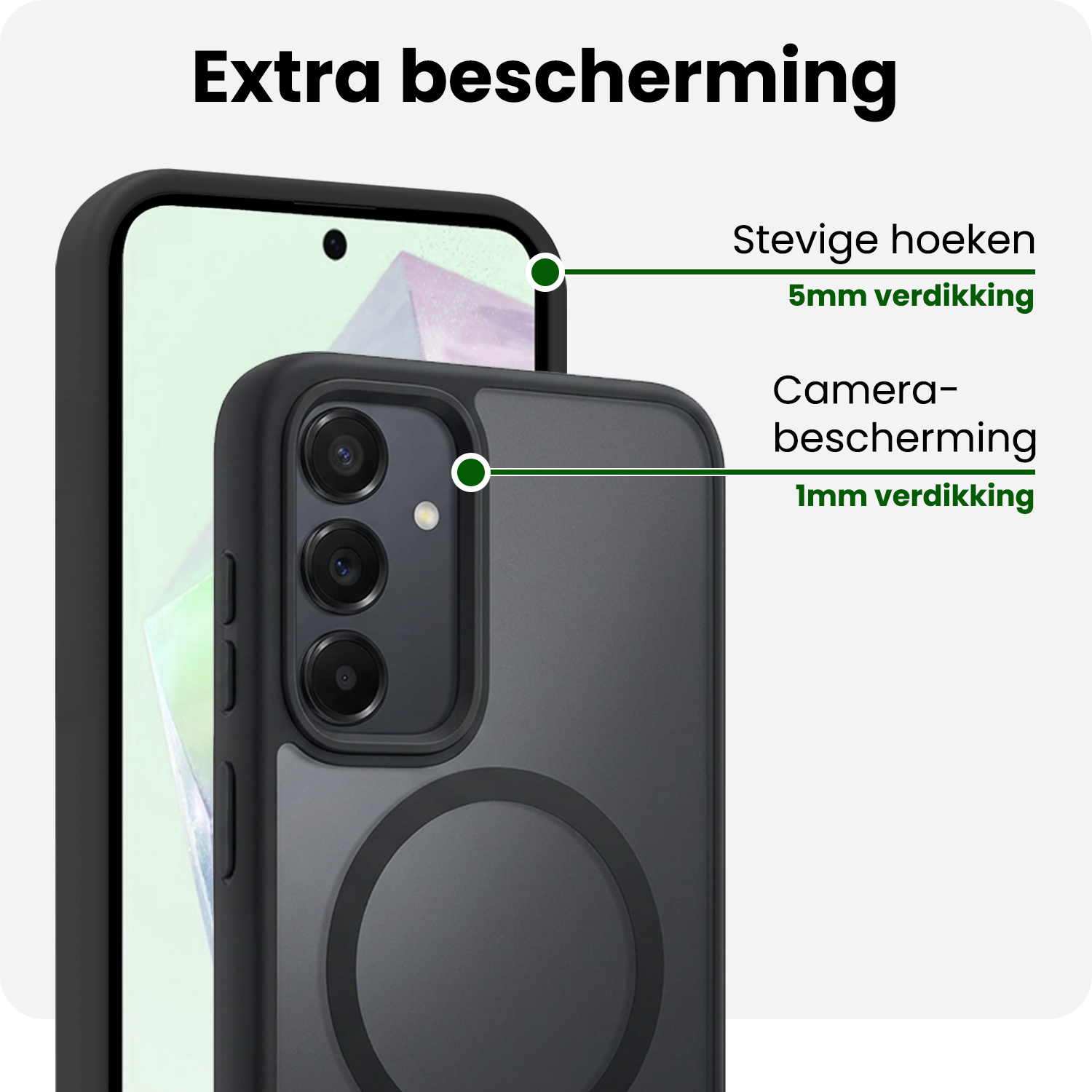 BASEY. BASEY. Samsung Galaxy A35 Magsafe Hoesje Zwart Met 2x Screenprotector