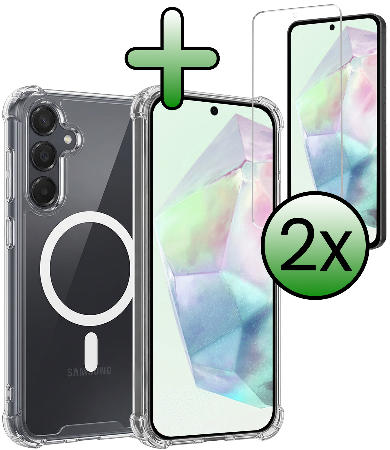 BASEY. BASEY. Samsung Galaxy A35 Magsafe Hoesje Transparant Met 2x Screenprotector