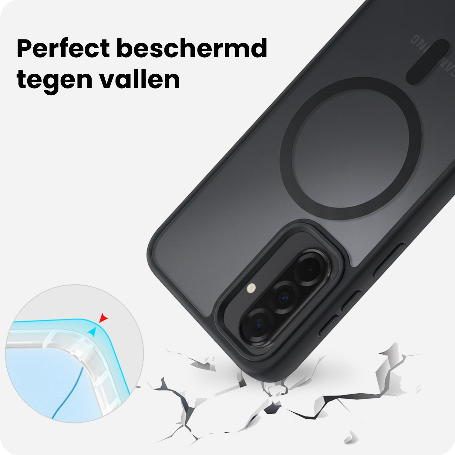 BASEY. BASEY. Samsung Galaxy A36 Magsafe Hoesje Zwart Met Screenprotector