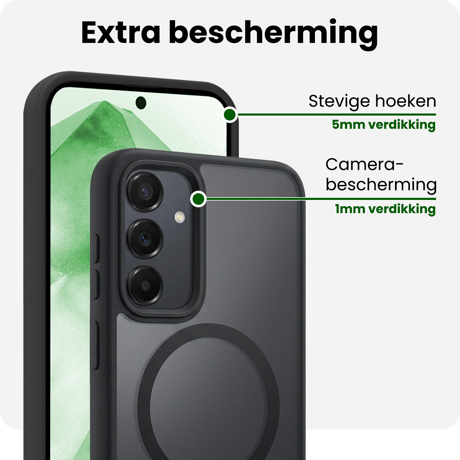 BASEY. BASEY. Samsung Galaxy A55 Magsafe Hoesje Zwart Met Screenprotector