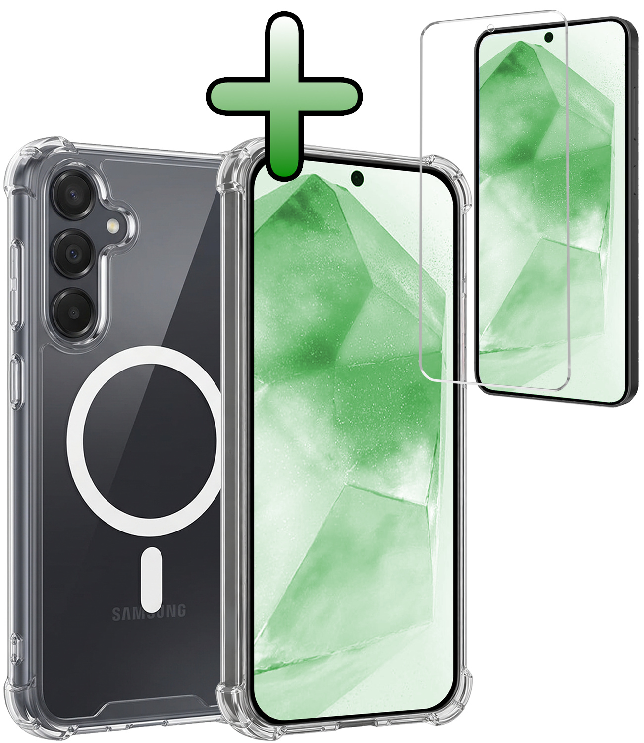 BASEY. BASEY. Samsung Galaxy A55 Magsafe Hoesje Transparant Met Screenprotector