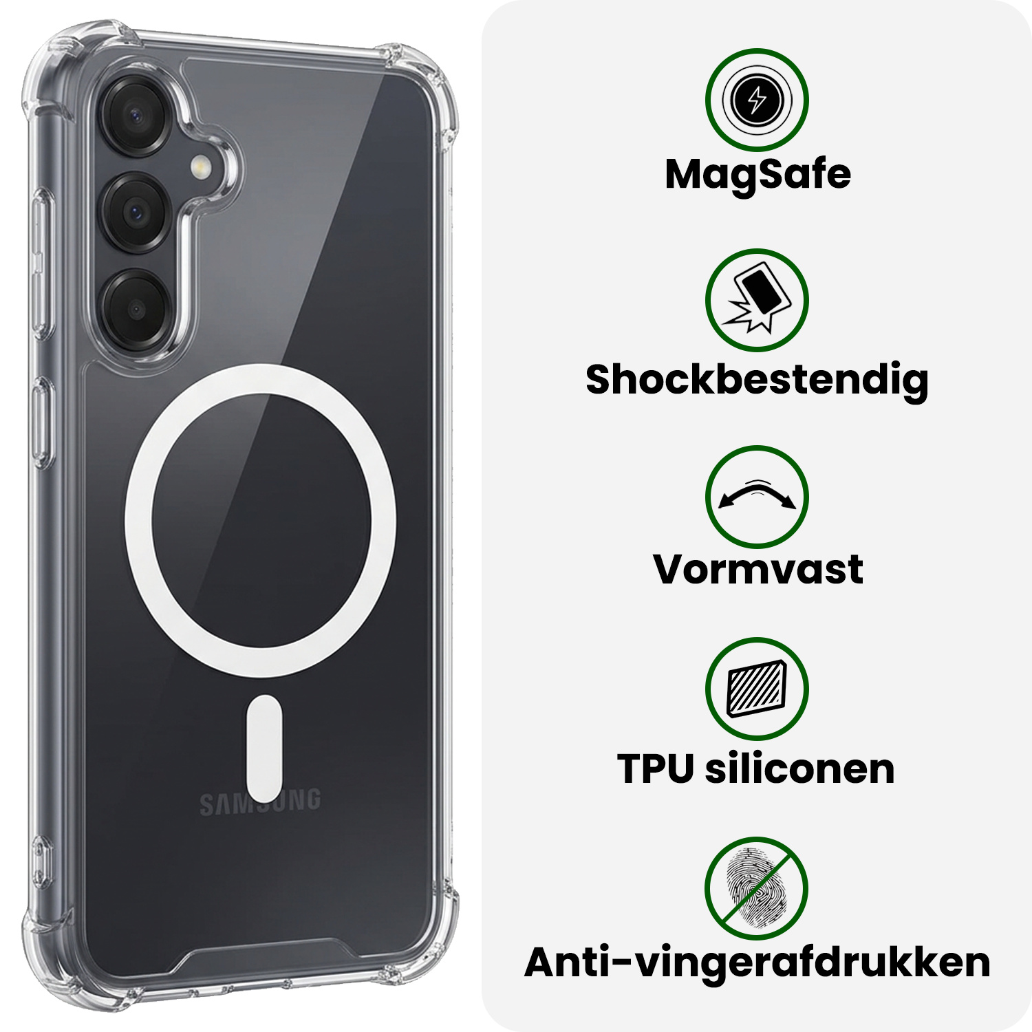 BASEY. BASEY. Samsung Galaxy A55 Magsafe Hoesje Transparant Met Screenprotector