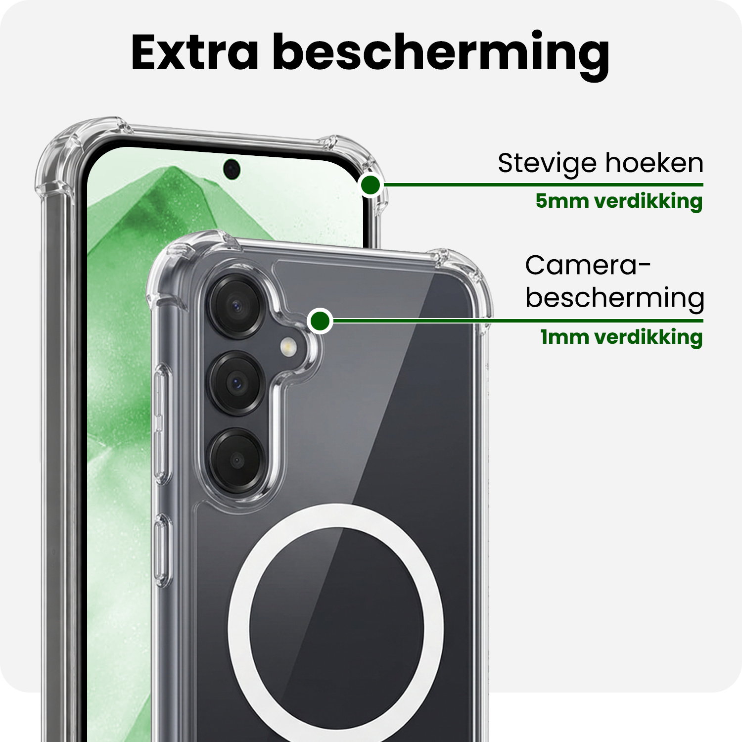 BASEY. BASEY. Samsung Galaxy A55 Magsafe Hoesje Transparant Met Screenprotector