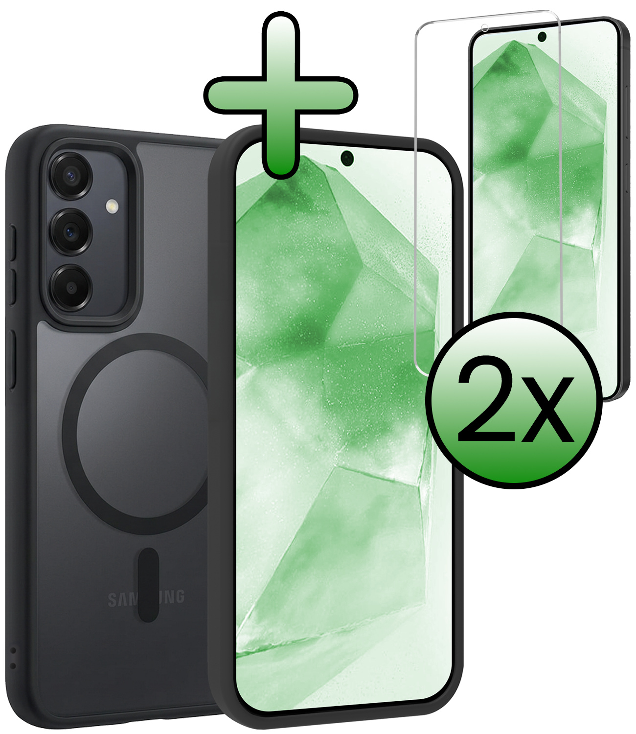 BASEY. BASEY. Samsung Galaxy A55 Magsafe Hoesje Zwart Met 2x Screenprotector