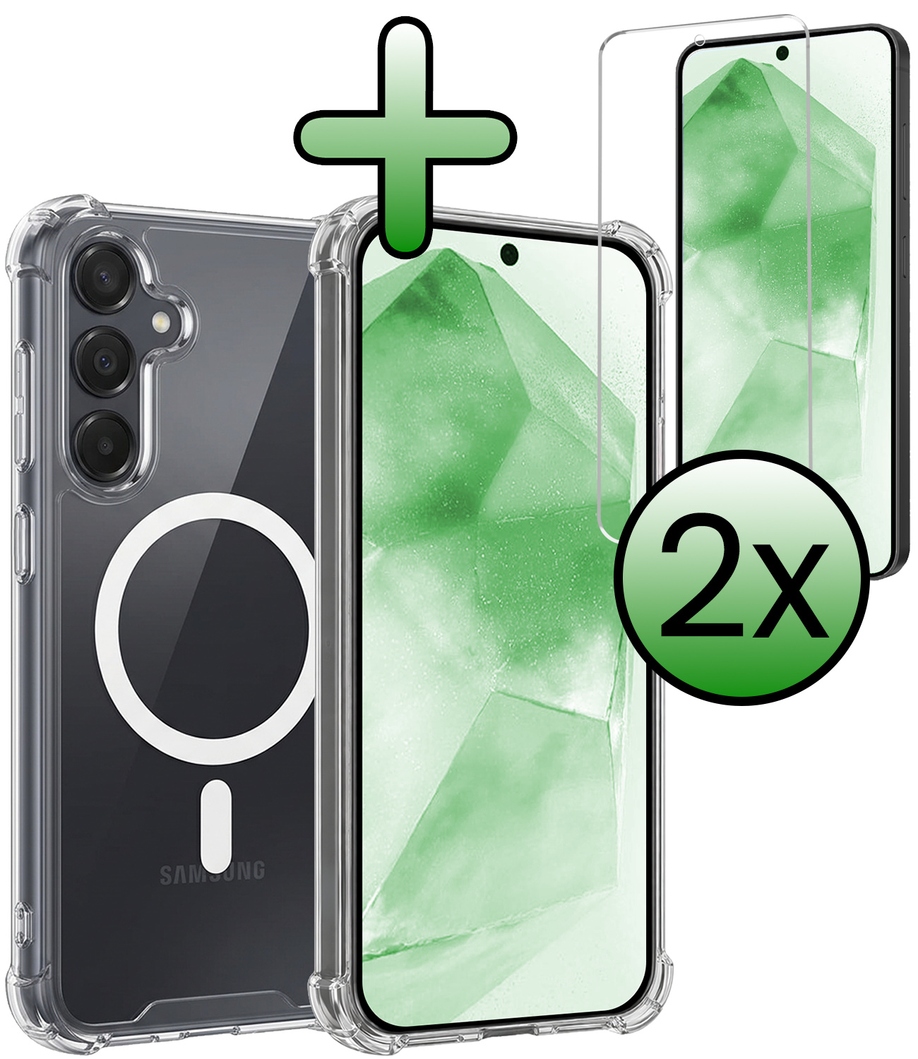 BASEY. BASEY. Samsung Galaxy A55 Magsafe Hoesje Transparant Met 2x Screenprotector