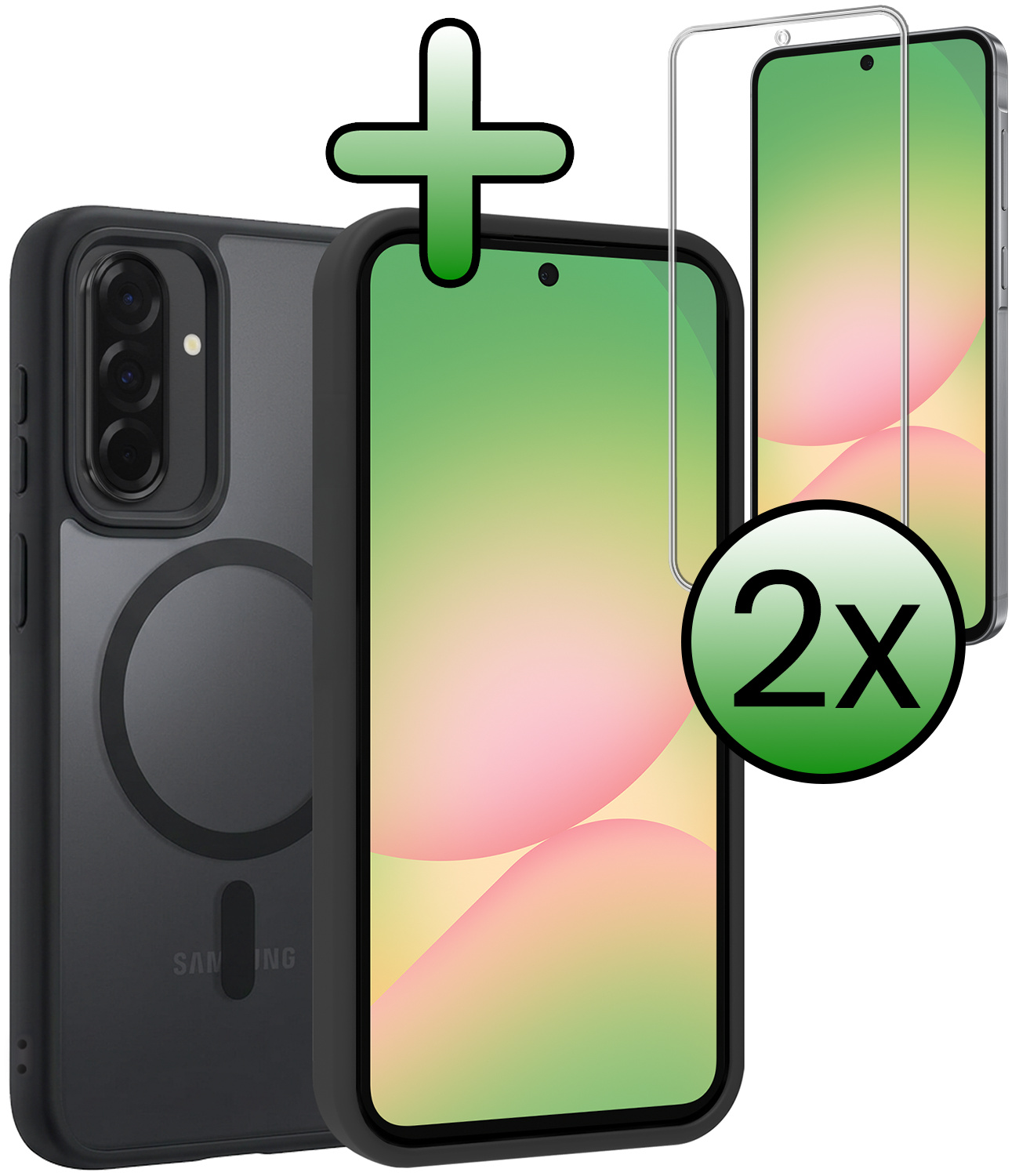 BASEY. BASEY. Samsung Galaxy A56 Magsafe Hoesje Zwart Met 2x Screenprotector