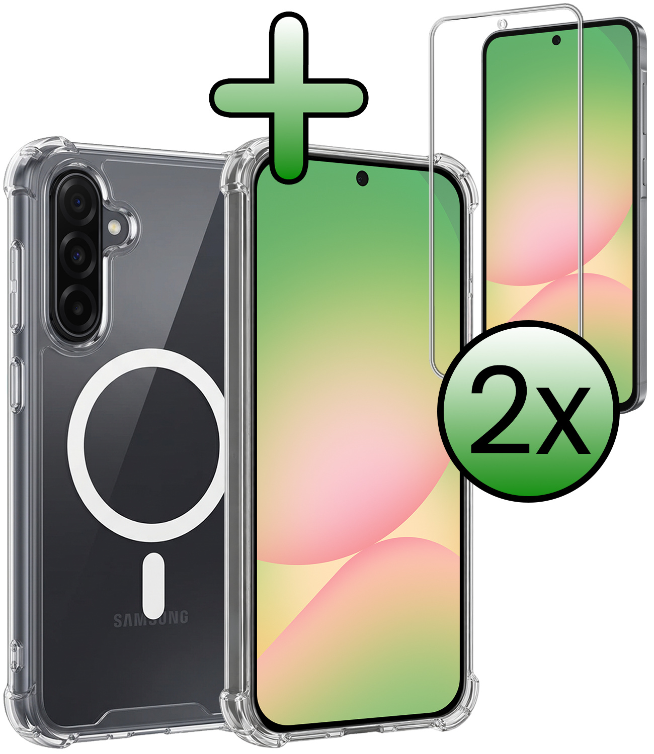 BASEY. BASEY. Samsung Galaxy A56 Magsafe Hoesje Transparant Met 2x Screenprotector