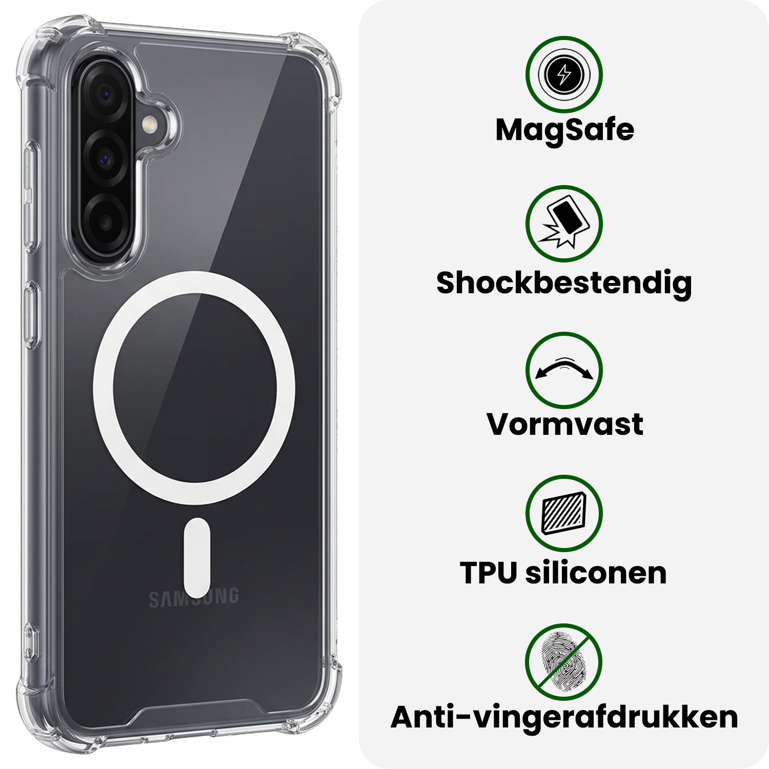 BASEY. BASEY. Samsung Galaxy A56 Magsafe Hoesje Transparant Met 2x Screenprotector
