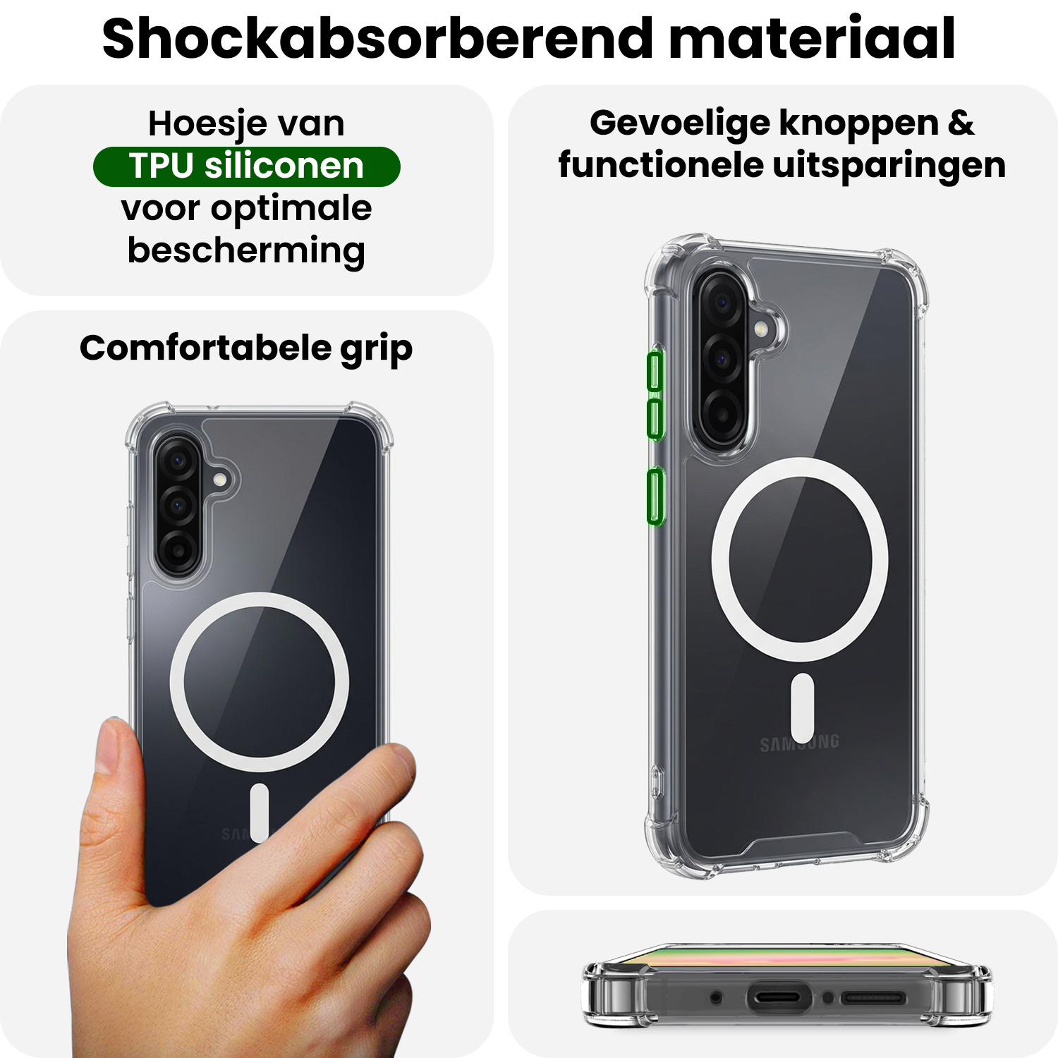 BASEY. BASEY. Samsung Galaxy A56 Magsafe Hoesje Transparant Met 2x Screenprotector