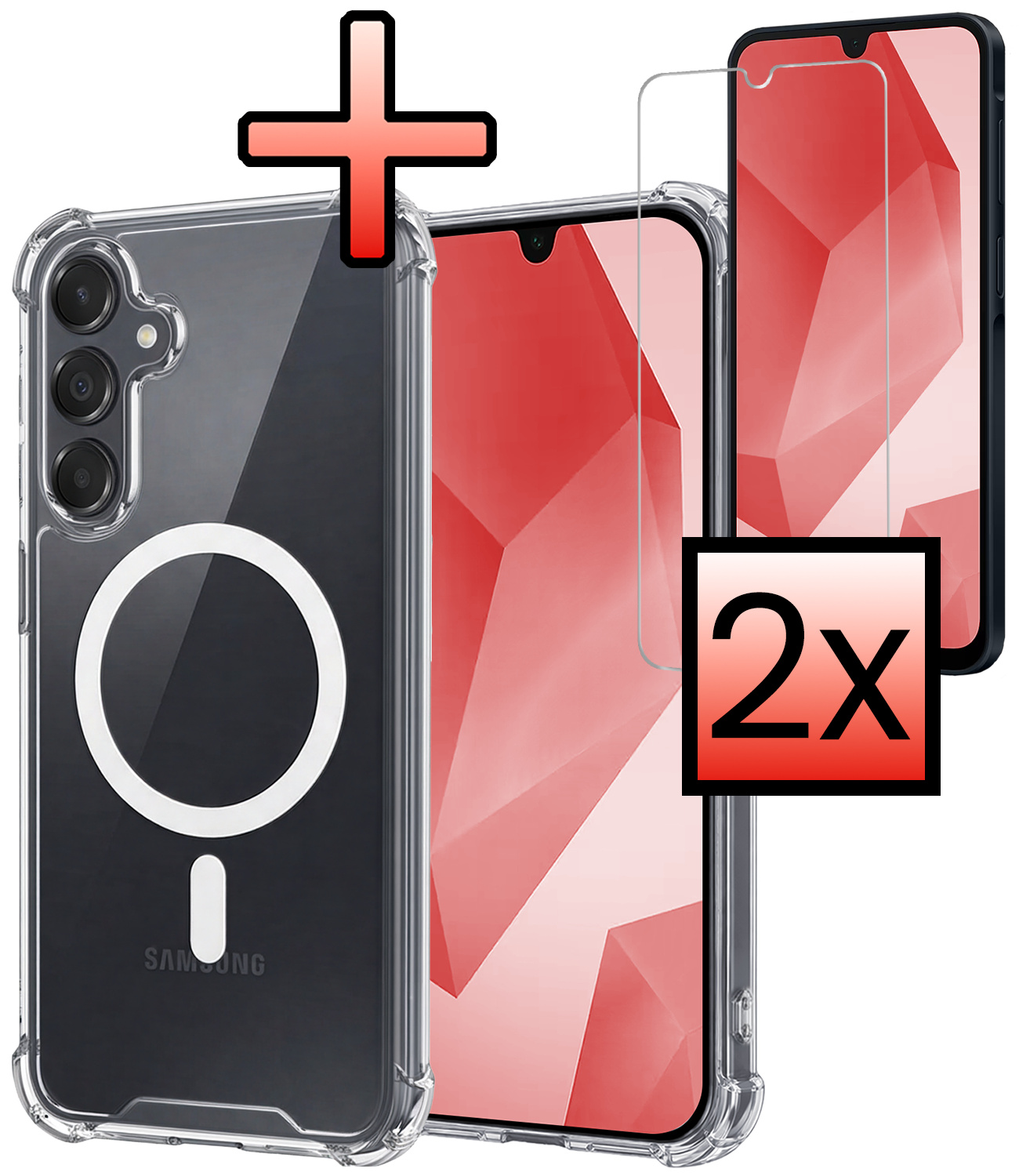 NoXx NoXx Samsung Galaxy A16 Magsafe Hoesje Transparant Met 2x Screenprotector