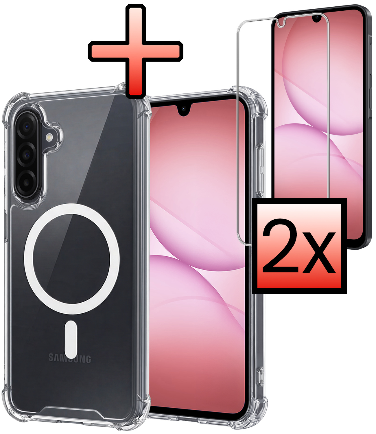 NoXx NoXx Samsung Galaxy A17 Magsafe Hoesje Transparant Met 2x Screenprotector