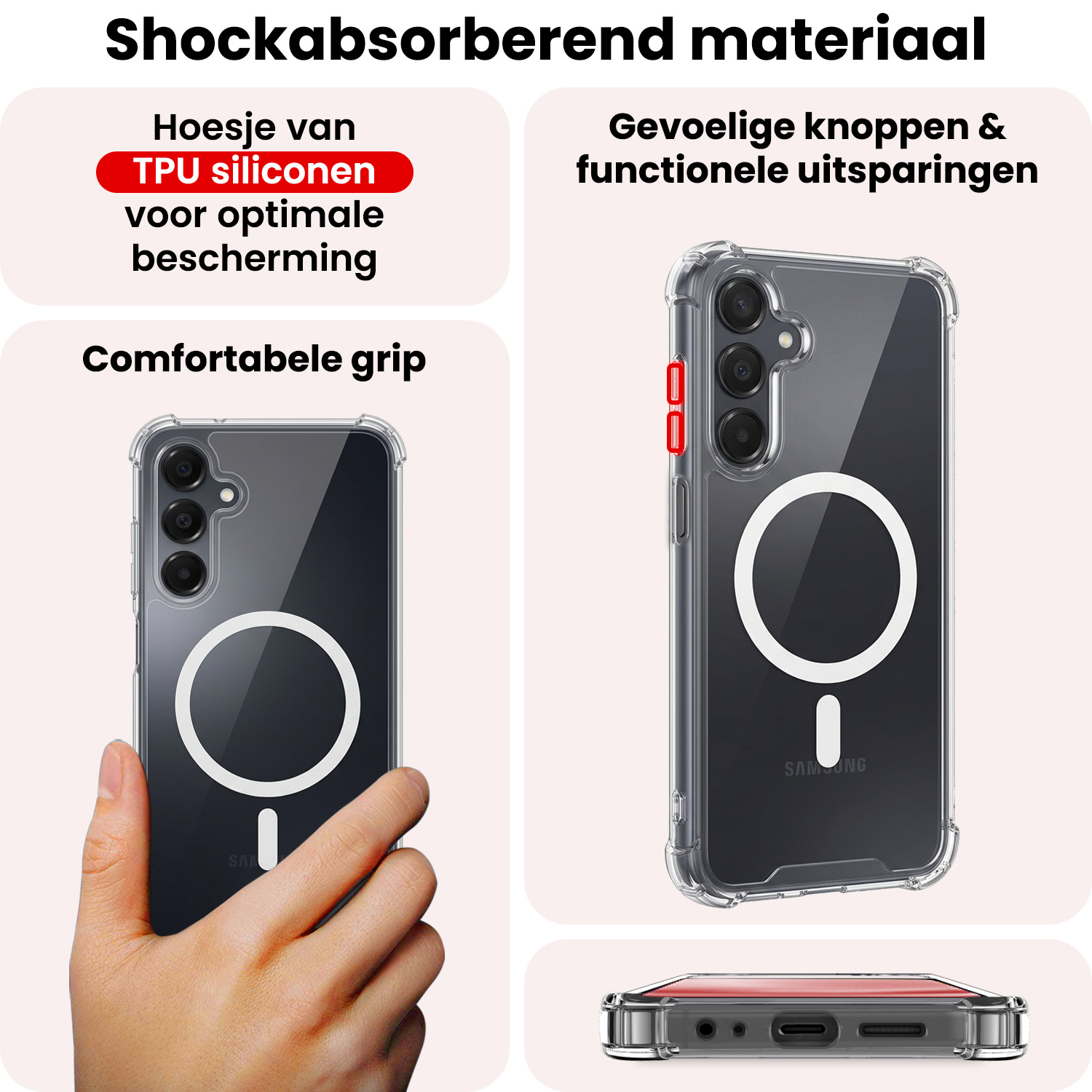 NoXx NoXx Samsung Galaxy A25 Magsafe Hoesje Transparant Met 2x Screenprotector