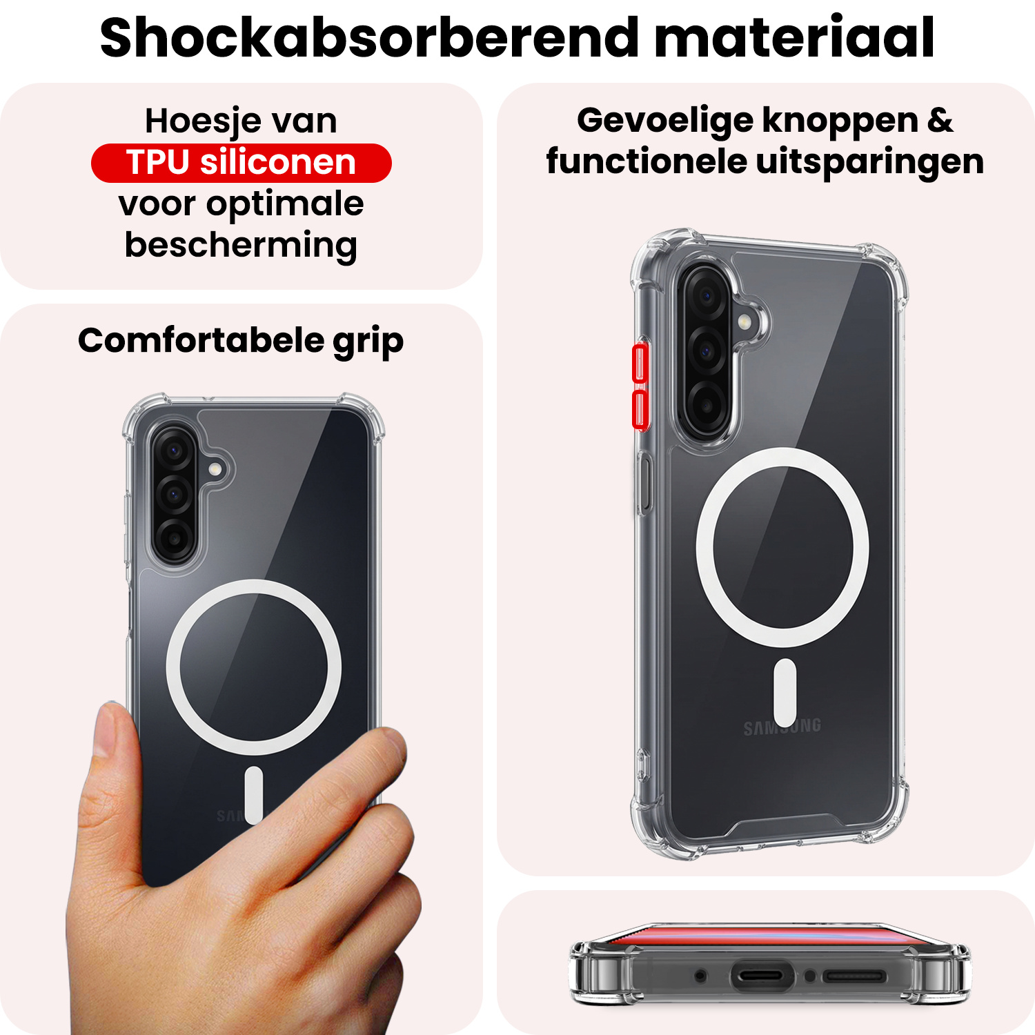 NoXx NoXx Samsung Galaxy A26 Magsafe Hoesje Transparant Met 2x Screenprotector