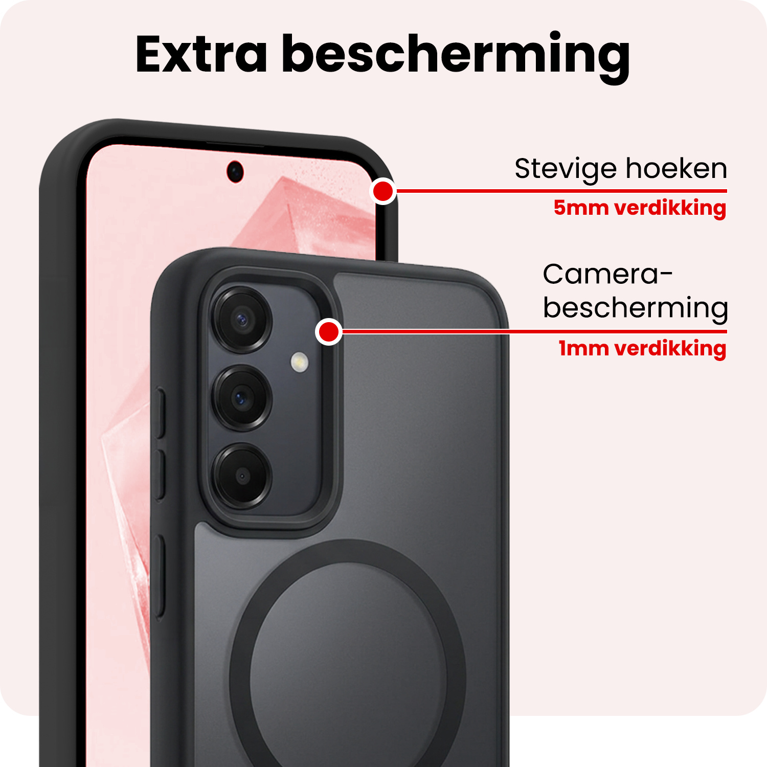 NoXx NoXx Samsung Galaxy A35 Magsafe Hoesje Zwart Met Screenprotector
