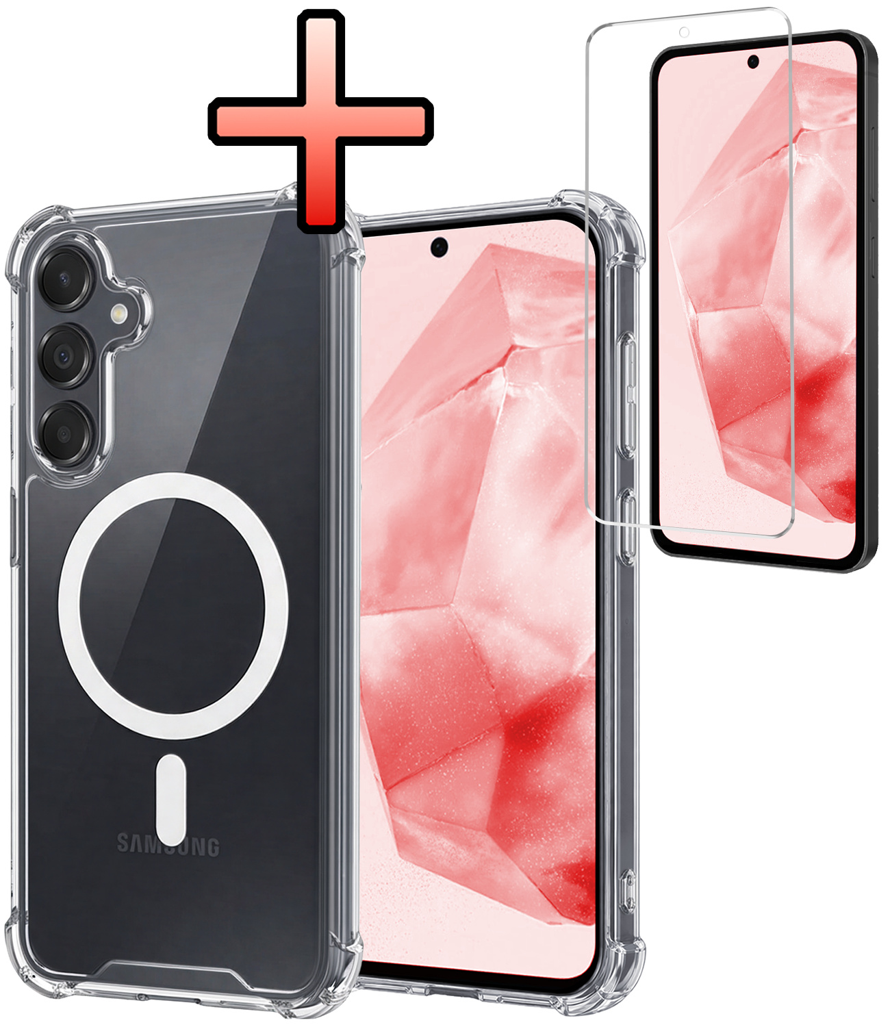 NoXx NoXx Samsung Galaxy A35 Magsafe Hoesje Transparant Met Screenprotector