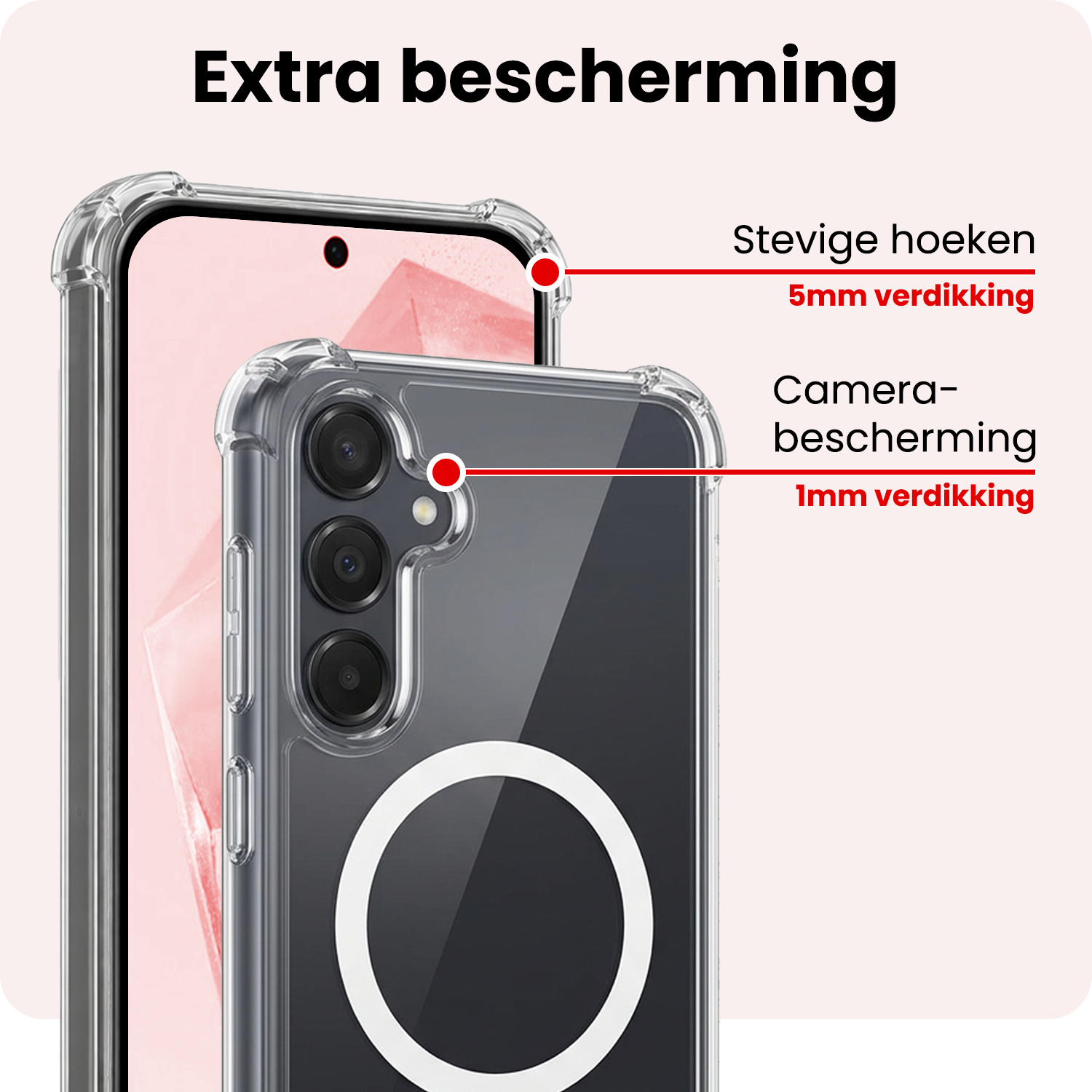 NoXx NoXx Samsung Galaxy A35 Magsafe Hoesje Transparant Met Screenprotector