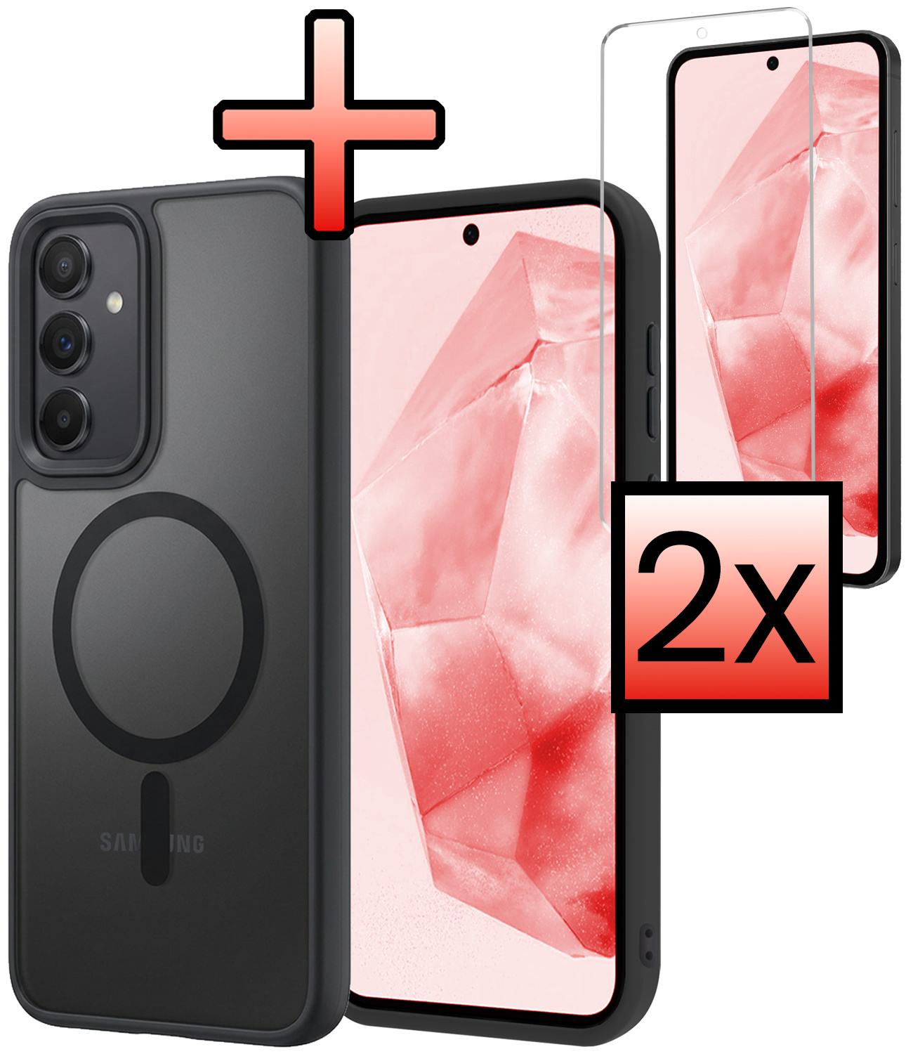 NoXx NoXx Samsung Galaxy A35 Magsafe Hoesje Zwart Met 2x Screenprotector