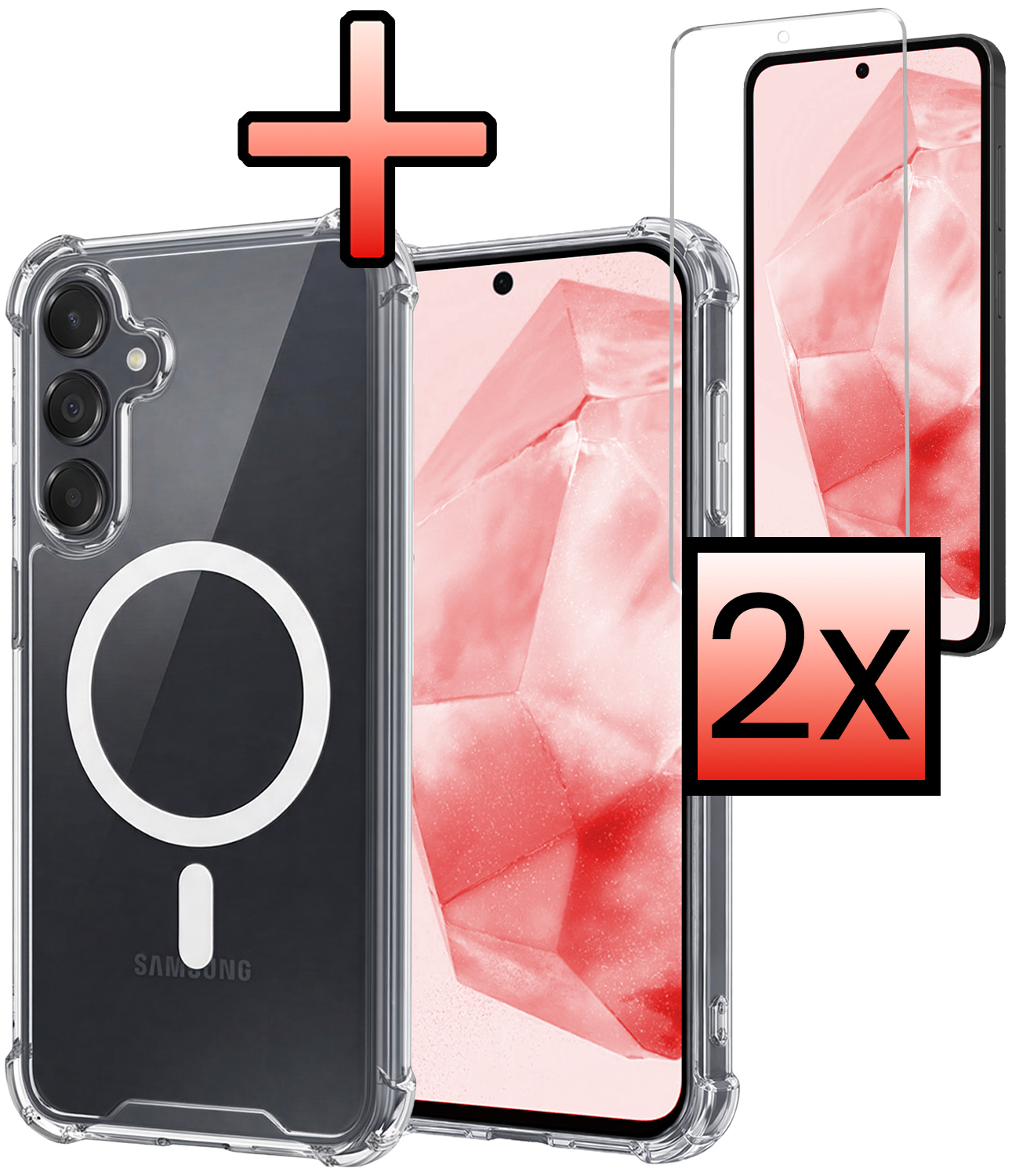 NoXx NoXx Samsung Galaxy A35 Magsafe Hoesje Transparant Met 2x Screenprotector