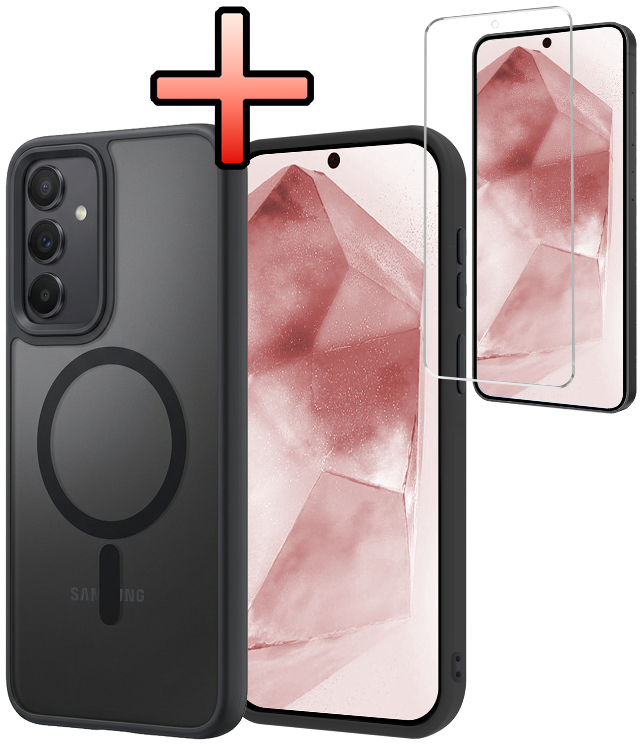 NoXx NoXx Samsung Galaxy A55 Magsafe Hoesje Zwart Met Screenprotector