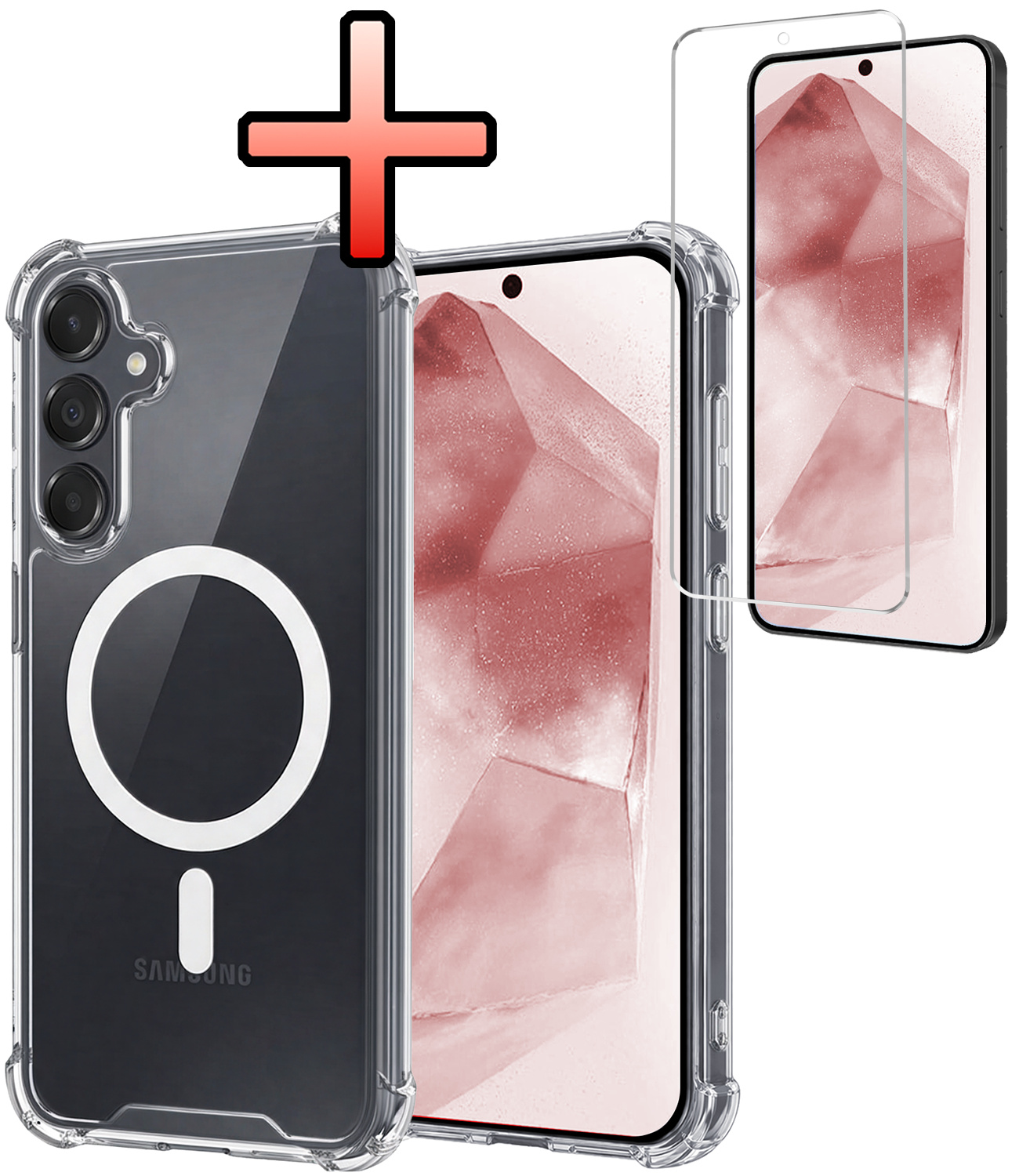 NoXx NoXx Samsung Galaxy A55 Magsafe Hoesje Transparant Met Screenprotector