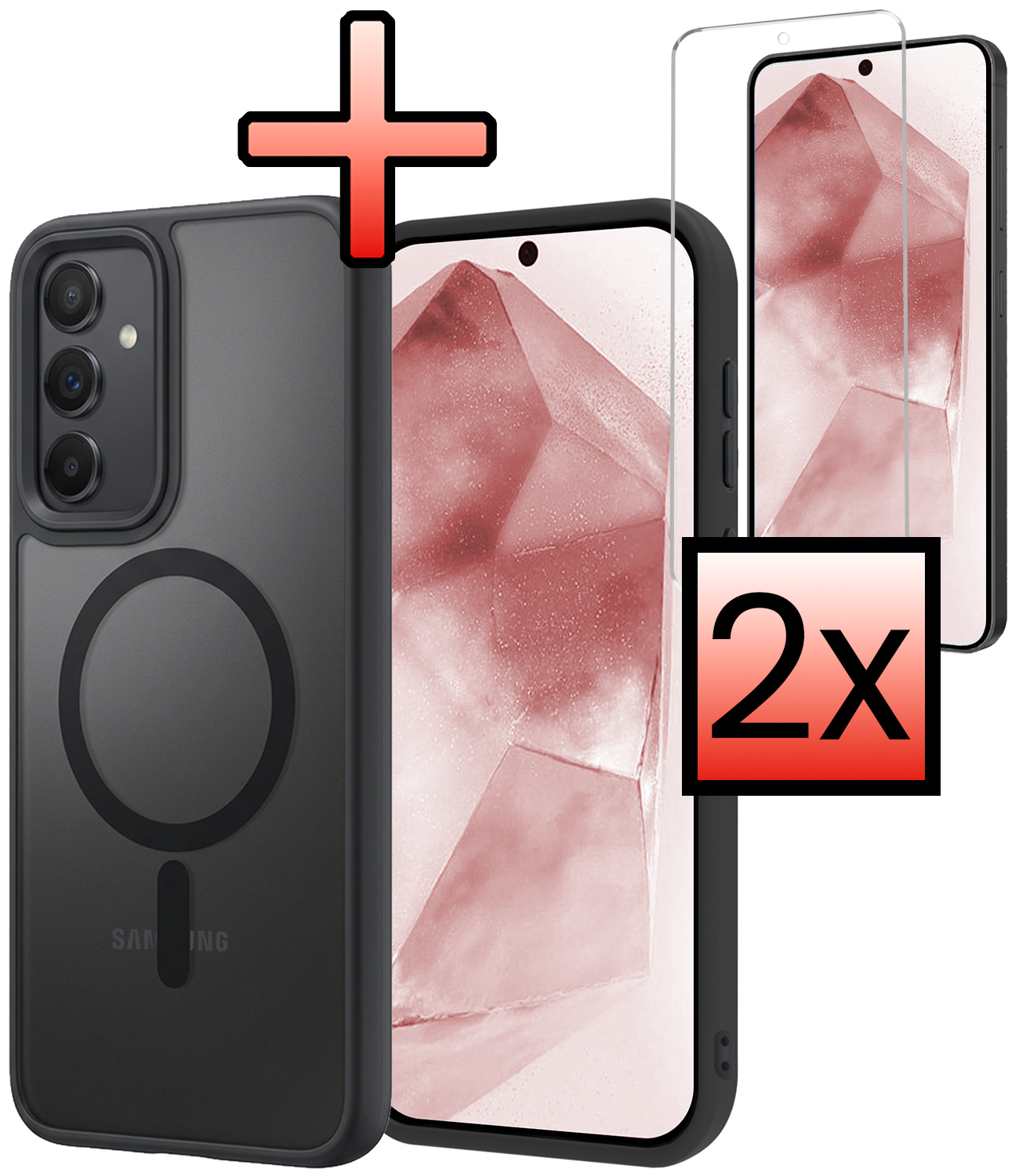 NoXx NoXx Samsung Galaxy A55 Magsafe Hoesje Zwart Met 2x Screenprotector